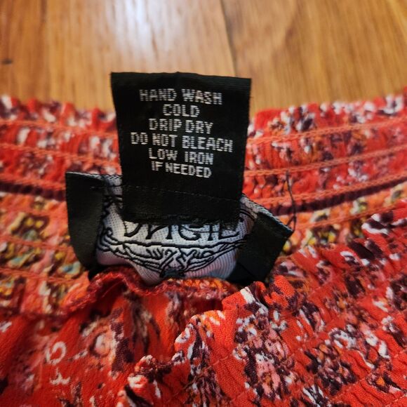 Angie Women's Paperbag Printed Short, Red, Floral, Boho, Festival, Sz M - Picture 7 of 9